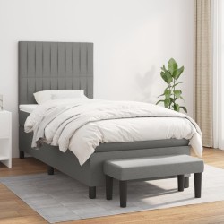 vidaXL Cama box spring con colchón tela gris oscuro 90x200 cm