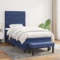 vidaXL Cama box spring con colchón tela azul 90x190 cm vidaXL Cama box spring con colchón tela azul 90x190 cm