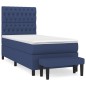vidaXL Cama box spring con colchón tela azul 90x190 cm vidaXL Cama box spring con colchón tela azul 90x190 cm