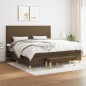 vidaXL Cama box spring con colchón tela marrón oscuro 200x200 cm vidaXL Cama box spring con colchón tela marrón oscuro 200x200 cm