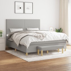 vidaXL Cama box spring con colchón tela gris claro 160x200 cm