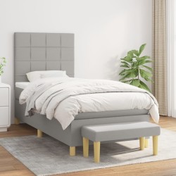 vidaXL Cama box spring con colchón tela gris claro 80x200 cm