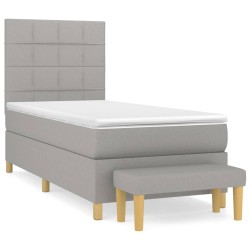 vidaXL Cama box spring con colchón tela gris claro 80x200 cm