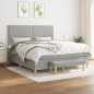 vidaXL Cama box spring con colchón tela gris claro 160x200 cm