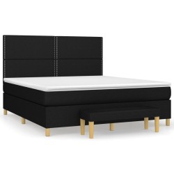 vidaXL Cama box spring con colchón tela negro 160x200 cm