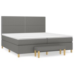 vidaXL Cama box spring con colchón tela gris oscuro 200x200 cm