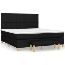 vidaXL Cama box spring con colchón tela negro 180x200 cm