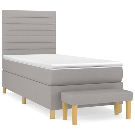 vidaXL Cama box spring con colchón tela gris claro 80x200 cm