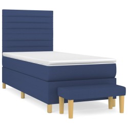 vidaXL Cama box spring con colchón tela azul 100x200 cm