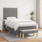vidaXL Cama box spring con colchón tela gris oscuro 90x190 cm vidaXL Cama box spring con colchón tela gris oscuro 90x190 cm