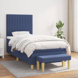 vidaXL Cama box spring con colchón tela azul 100x200 cm