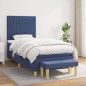 vidaXL Cama box spring con colchón tela azul 100x200 cm vidaXL Cama box spring con colchón tela azul 100x200 cm