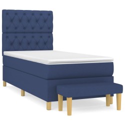 vidaXL Cama box spring con colchón tela azul 80x200 cm