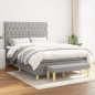 vidaXL Cama box spring con colchón tela gris claro 140x200 cm