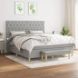 vidaXL Cama box spring con colchón tela gris claro 160x200 cm vidaXL Cama box spring con colchón tela gris claro 160x200 cm