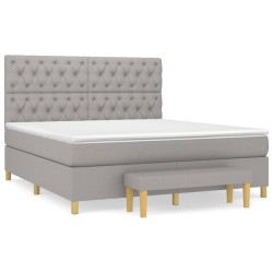 vidaXL Cama box spring con colchón tela gris claro 160x200 cm