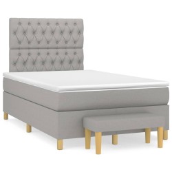 vidaXL Cama box spring con colchón tela gris claro 120x200 cm