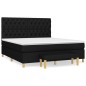 vidaXL Cama box spring con colchón tela negro 160x200 cm