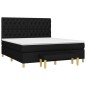 vidaXL Cama box spring con colchón tela negro 160x200 cm