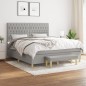 vidaXL Cama box spring con colchón tela gris claro 180x200 cm vidaXL Cama box spring con colchón tela gris claro 180x200 cm