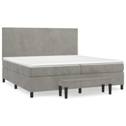 vidaXL Cama box spring con colchón terciopelo gris claro 200x200 cm