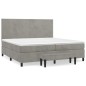 vidaXL Cama box spring con colchón terciopelo gris claro 200x200 cm vidaXL Cama box spring con colchón terciopelo gris claro 200x200 cm