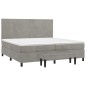 vidaXL Cama box spring con colchón terciopelo gris claro 200x200 cm vidaXL Cama box spring con colchón terciopelo gris claro 200x200 cm