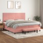 vidaXL Cama box spring con colchón terciopelo rosa 200x200 cm vidaXL Cama box spring con colchón terciopelo rosa 200x200 cm