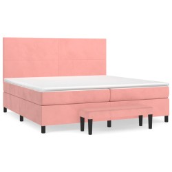 vidaXL Cama box spring con colchón terciopelo rosa 200x200 cm