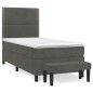 vidaXL Cama box spring con colchón terciopelo gris oscuro 90x200 cm vidaXL Cama box spring con colchón terciopelo gris oscuro 90x200 cm
