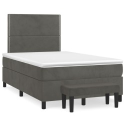vidaXL Cama box spring con colchón terciopelo gris oscuro 120x200 cm