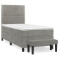 vidaXL Cama box spring con colchón terciopelo gris claro 90x190 cm vidaXL Cama box spring con colchón terciopelo gris claro 90x190 cm