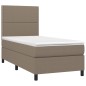 vidaXL Cama box spring colchón y luces LED tela gris taupe 100x200 cm vidaXL Cama box spring colchón y luces LED tela gris taupe 100x200 cm