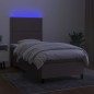 vidaXL Cama box spring colchón y luces LED tela gris taupe 100x200 cm vidaXL Cama box spring colchón y luces LED tela gris taupe 100x200 cm