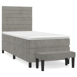vidaXL Cama box spring con colchón terciopelo gris claro 100x200 cm