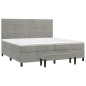vidaXL Cama box spring con colchón terciopelo gris claro 200x200 cm vidaXL Cama box spring con colchón terciopelo gris claro 200x200 cm