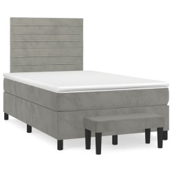 vidaXL Cama box spring con colchón terciopelo gris claro 120x200 cm