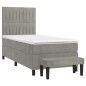 vidaXL Cama box spring con colchón terciopelo gris claro 90x190 cm vidaXL Cama box spring con colchón terciopelo gris claro 90x190 cm