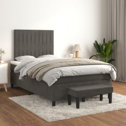 vidaXL Cama box spring con colchón terciopelo gris oscuro 120x200 cm