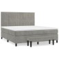 vidaXL Cama box spring con colchón terciopelo gris claro 180x200 cm vidaXL Cama box spring con colchón terciopelo gris claro 180x200 cm