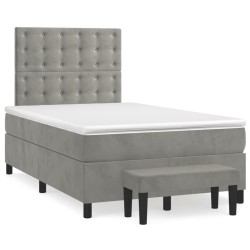 vidaXL Cama box spring con colchón terciopelo gris claro 120x200 cm