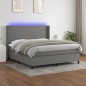vidaXL Cama box spring colchón y luces LED tela gris oscuro 180x200 cm vidaXL Cama box spring colchón y luces LED tela gris oscuro 180x200 cm