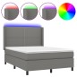 vidaXL Cama box spring colchón y luces LED tela gris oscuro 140x190 cm vidaXL Cama box spring colchón y luces LED tela gris oscuro 140x190 cm