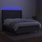vidaXL Cama box spring colchón y luces LED tela gris oscuro 140x190 cm vidaXL Cama box spring colchón y luces LED tela gris oscuro 140x190 cm