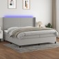 vidaXL Cama box spring con colchón tela y LED gris claro 200x200 cm