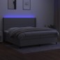 vidaXL Cama box spring con colchón tela y LED gris claro 200x200 cm