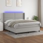 vidaXL Cama box spring colchón y luces LED tela gris claro 180x200 cm vidaXL Cama box spring colchón y luces LED tela gris claro 180x200 cm