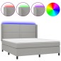 vidaXL Cama box spring colchón y luces LED tela gris claro 180x200 cm vidaXL Cama box spring colchón y luces LED tela gris claro 180x200 cm