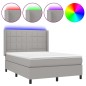 vidaXL Cama box spring colchón y luces LED tela gris claro 140x190 cm vidaXL Cama box spring colchón y luces LED tela gris claro 140x190 cm