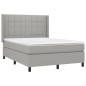 vidaXL Cama box spring colchón y luces LED tela gris claro 140x190 cm vidaXL Cama box spring colchón y luces LED tela gris claro 140x190 cm